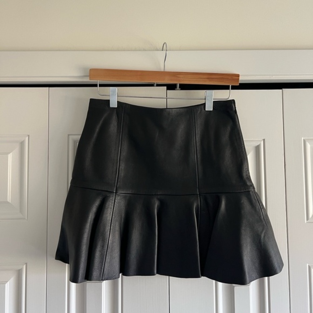 Ralph Lauren Pleated Leather Mini Skirt